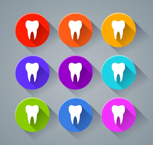 Zahn-Symbole mit verschiedenen Farben — Stockvektor