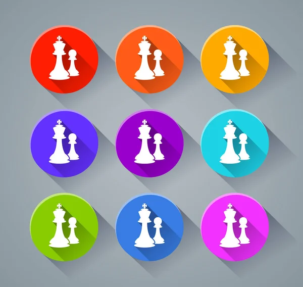 Шахматные иконки различных цветов — стоковый вектор