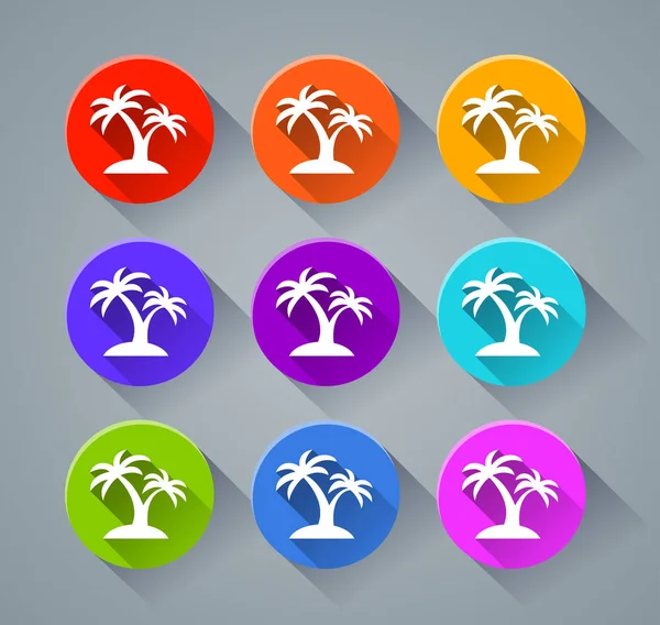 Icônes de palmier avec différentes couleurs — Image vectorielle