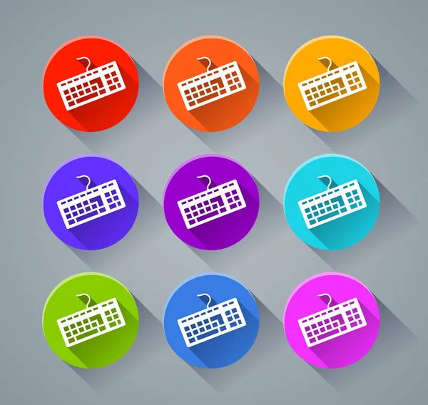 Εικονίδια πληκτρολογίου με διάφορα χρώματα — Διανυσματικό Αρχείο