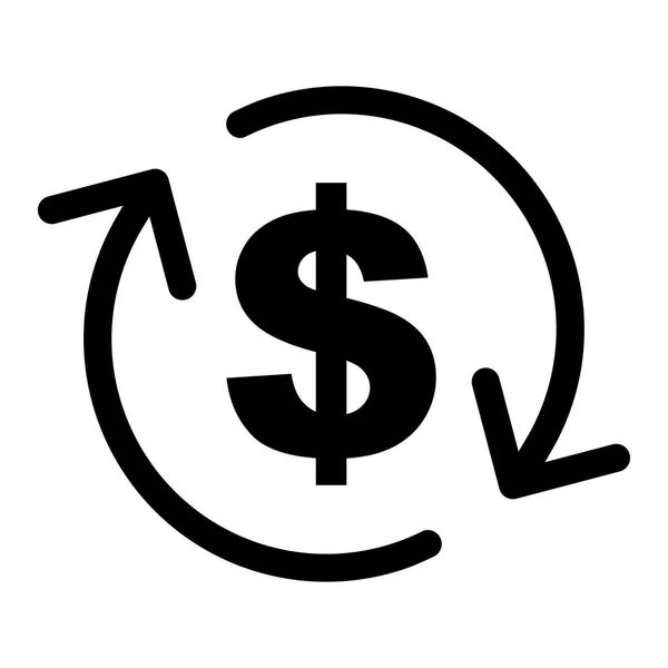 Restitutie geld pictogram op witte achtergrond — Stockvector