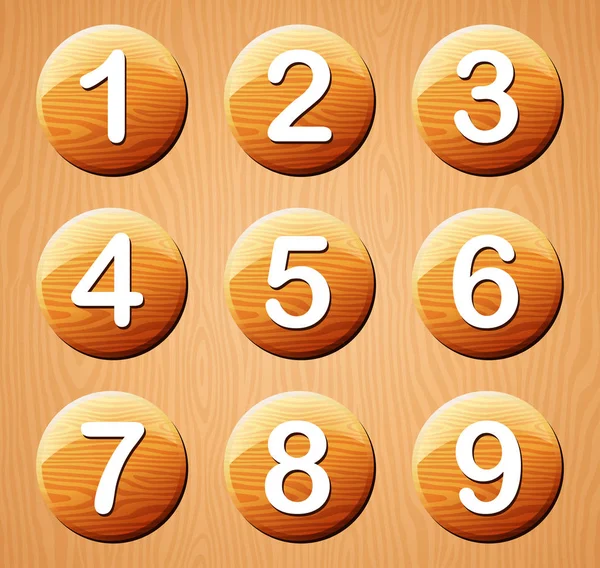 Wood numbers icons set — Stock Vector