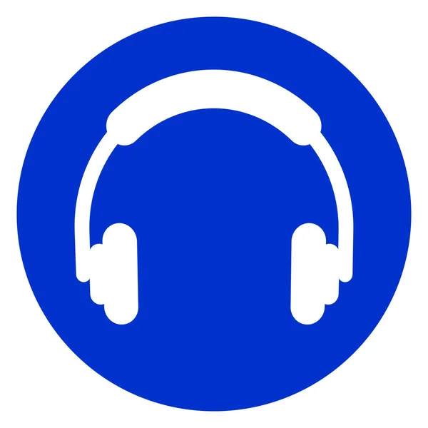 Auriculares círculo icono azul — Vector de stock