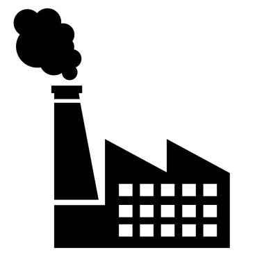 Beyaz arkaplanda fabrika simgesi