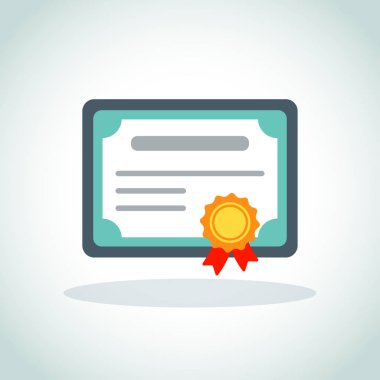 Beyaz arka plan üzerinde sertifika simge