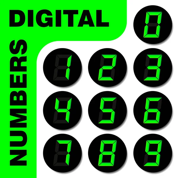 Green digital numbers icons — Stock Vector