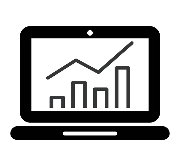 Graph on laptop screen icon — Stock Vector