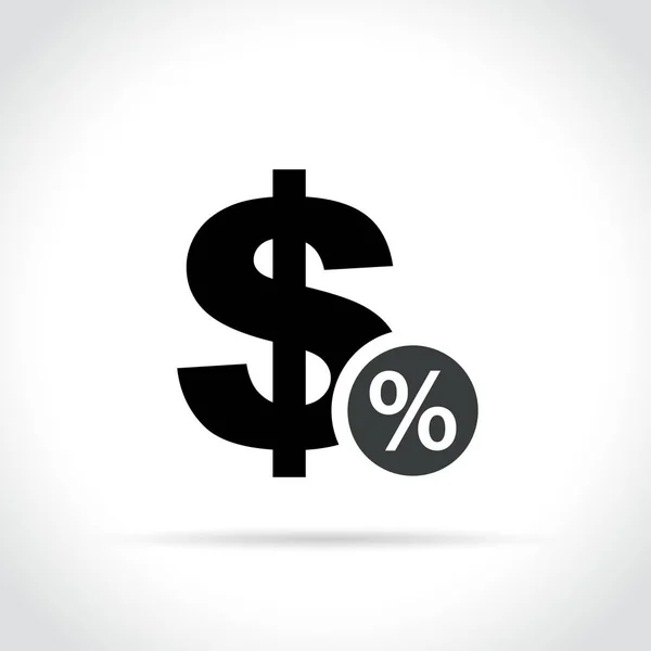 Pictogram van de dollar en percentage op witte achtergrond — Stockvector