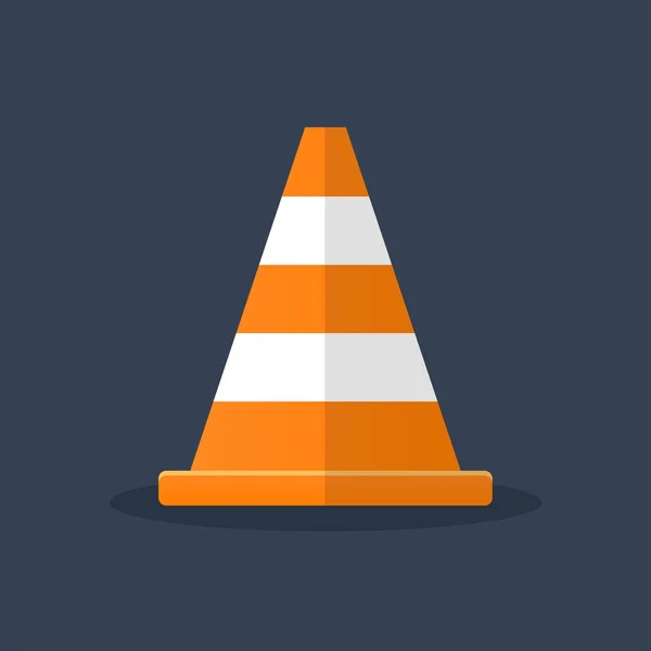 Orange traffic cone flat design — стоковый вектор