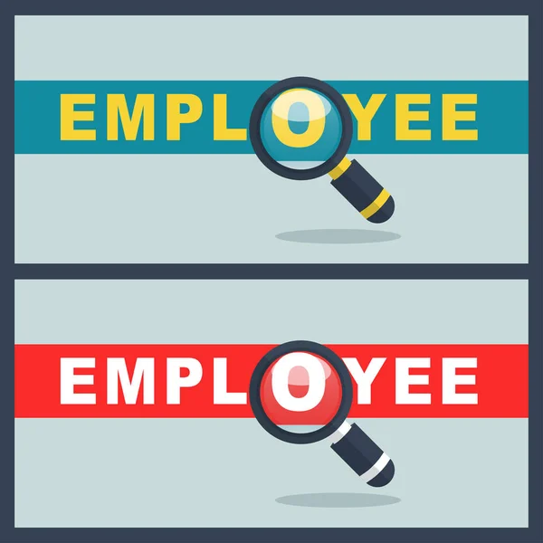 Illustration Mot Employé Avec Concept Loupe — Image vectorielle