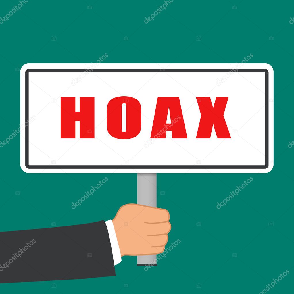 hoax word sign flat concept