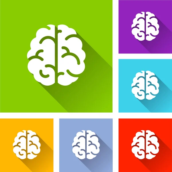 Brain icons with long shadow — Stock Vector