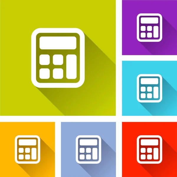 Calculator icons with long shadow — Stock Vector