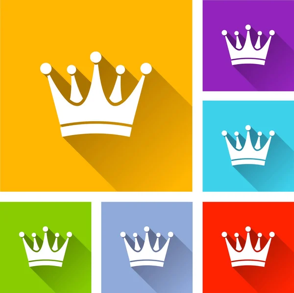 Crown icons with long shadow — Stock Vector