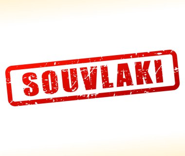 Souvlaki kırmızı kelime damga simgesi
