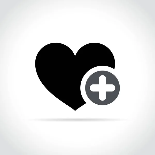 Corazón con signo más icono — Vector de stock