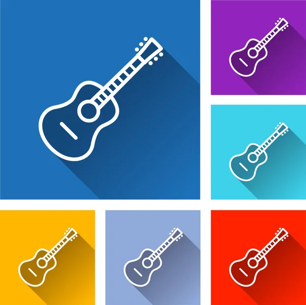 Guitar icons with long shadow — Stock Vector