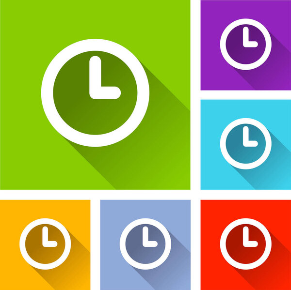 time icons with long shadow