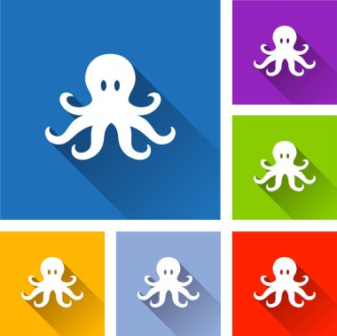 Ahtapot kutsal kişilerin resmi ile uzun gölge