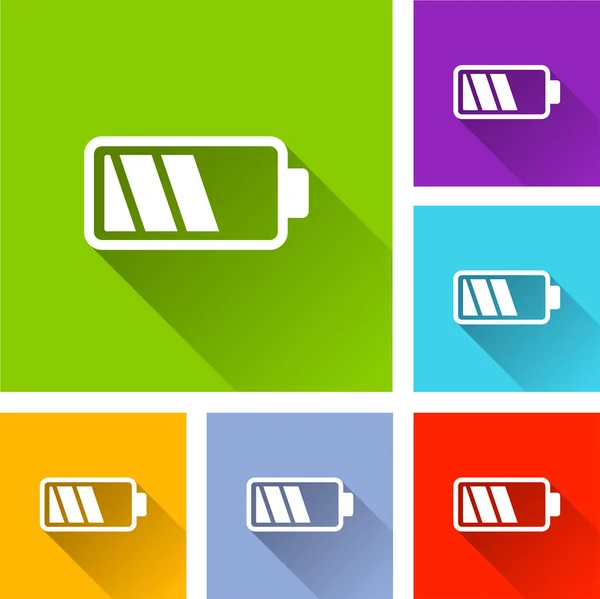 Battery icons with long shadow — Stock Vector