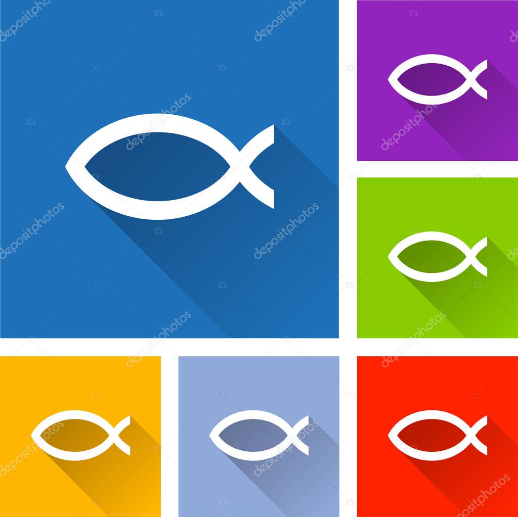 jesus fish icons with shadow