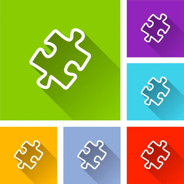 Jigsaw puzzle ikony z cieniem — Wektor stockowy