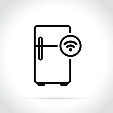 Beyaz arka plan üzerinde bağlı buzdolabı simgesi