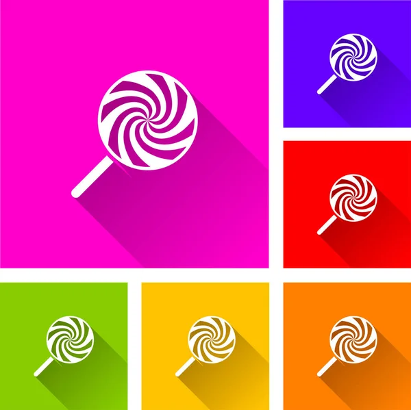 Lollipop ikoner med långa skugga — Stock vektor
