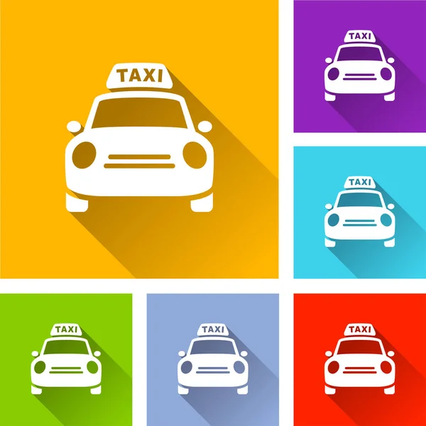 Taxi ikonok hosszú árnyéka — Stock Vector