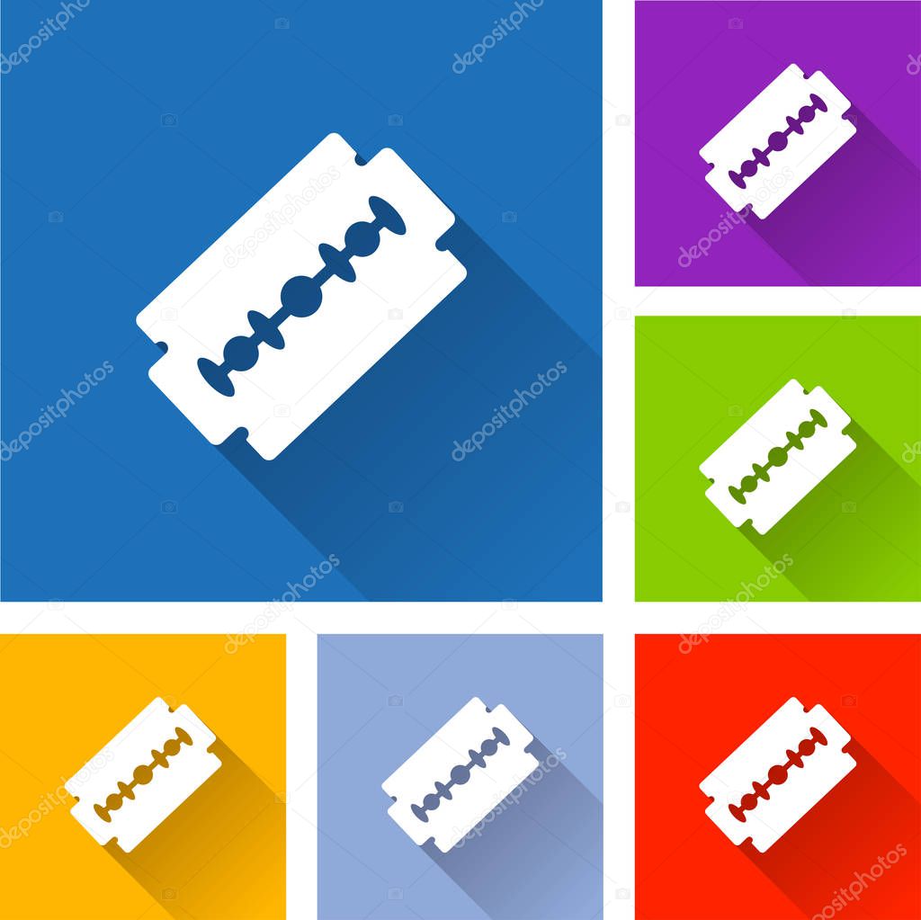 razor blade icons with shadow