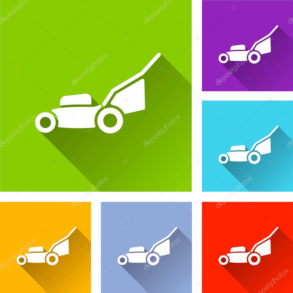 lawn mower icons with shadow