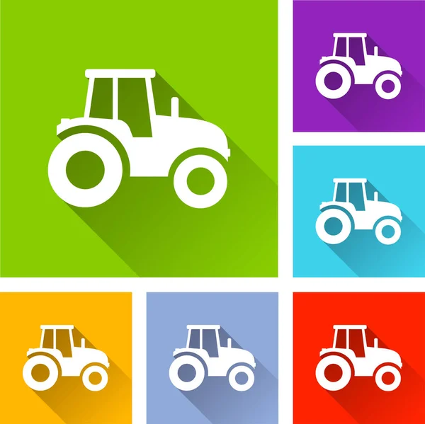 Iconos de tractor con sombra larga — Vector de stock