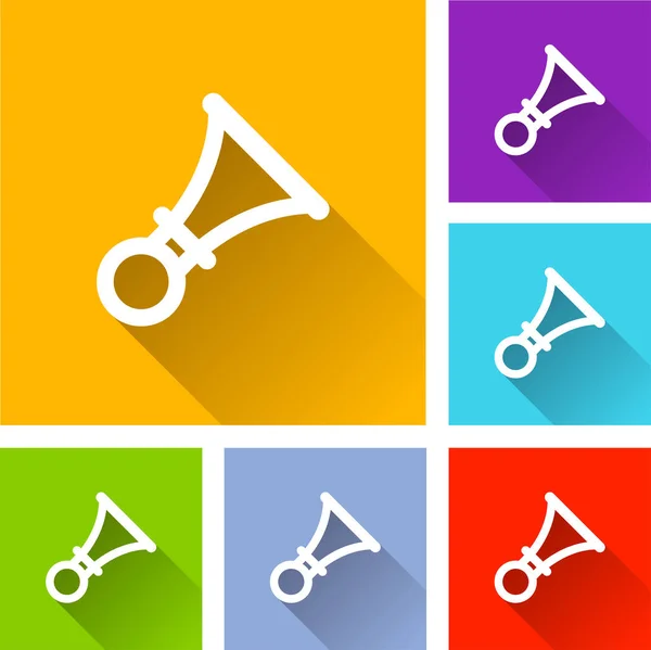 Horn ikoner med långa skugga — Stock vektor