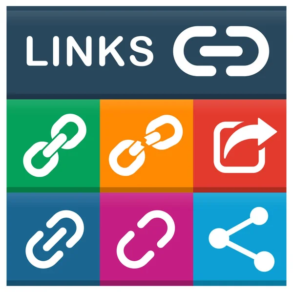 Link icone impostate con vari colori — Vettoriale Stock