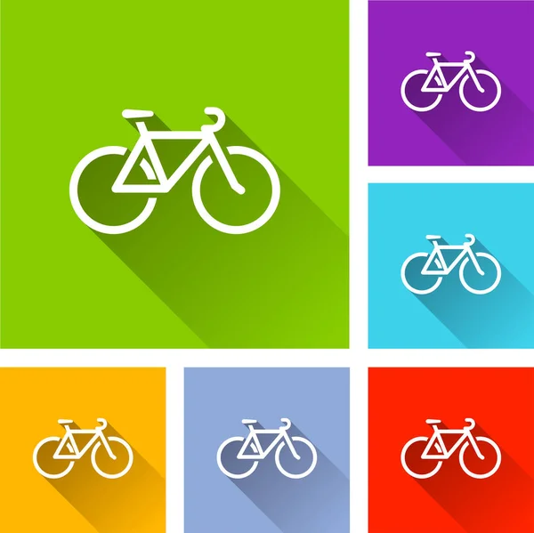 Iconos de bicicleta con sombra larga — Vector de stock
