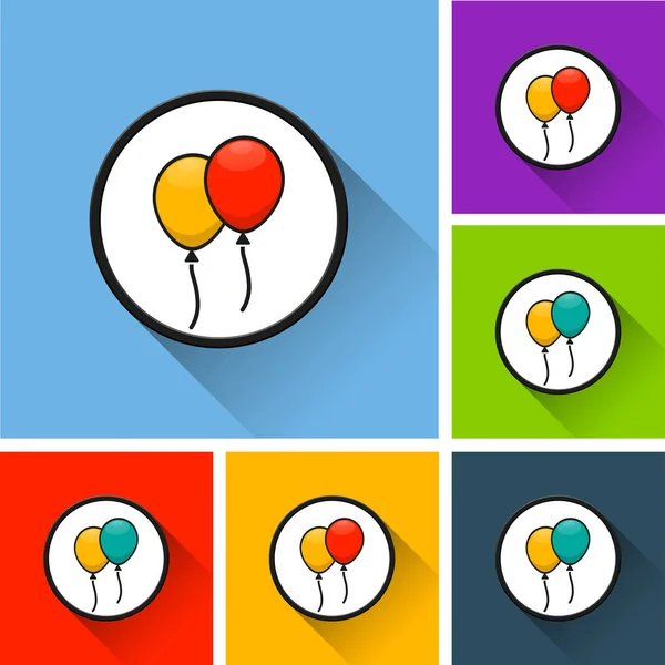 Ícones de balões com sombra longa — Vetor de Stock