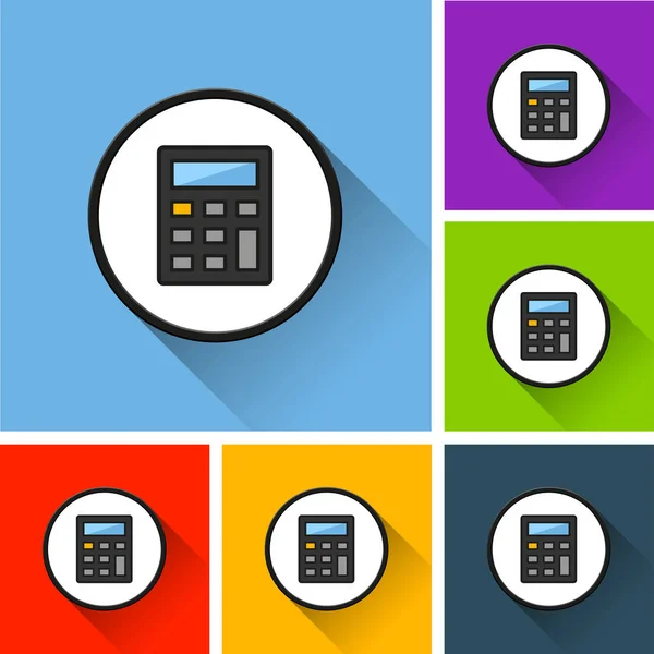 Calculator icons with long shadow — Stock Vector