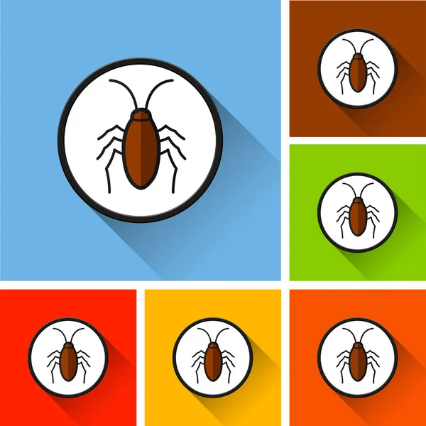 Cockroach icons with long shadow — Stock Vector