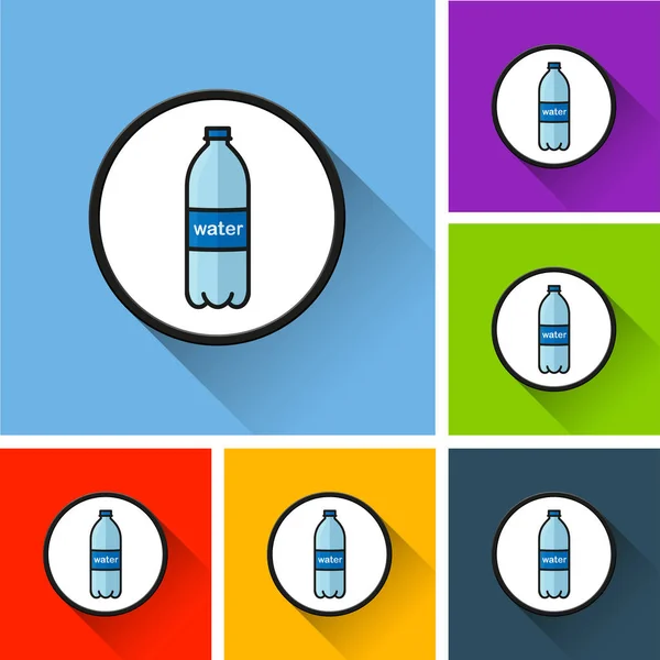 Butelka wody ikony z długim cieniem — Wektor stockowy