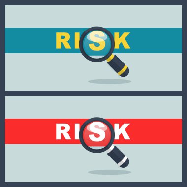 Büyüteç'i konsepti ile risk sözcüğün illüstrasyon