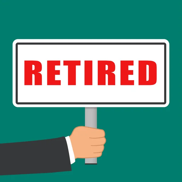 Nyugdíjas szó jel lapos koncepció — Stock Vector