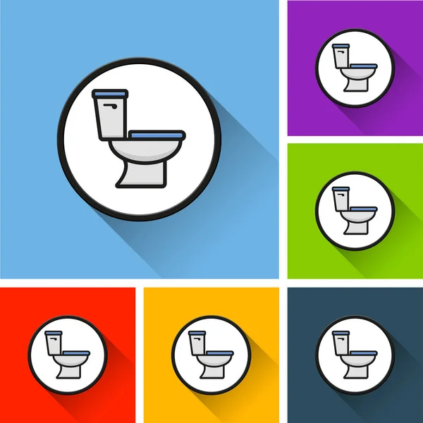 Toilet pictogrammen met lange schaduw — Stockvector