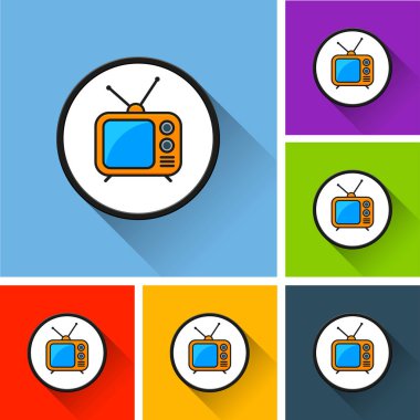 Retro tv kutsal kişilerin resmi ile uzun gölge