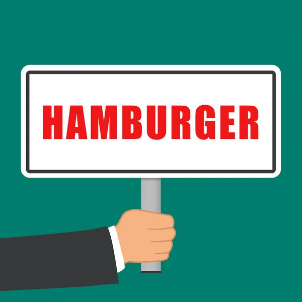 Hamburguesa palabra signo plano concepto — Archivo Imágenes Vectoriales
