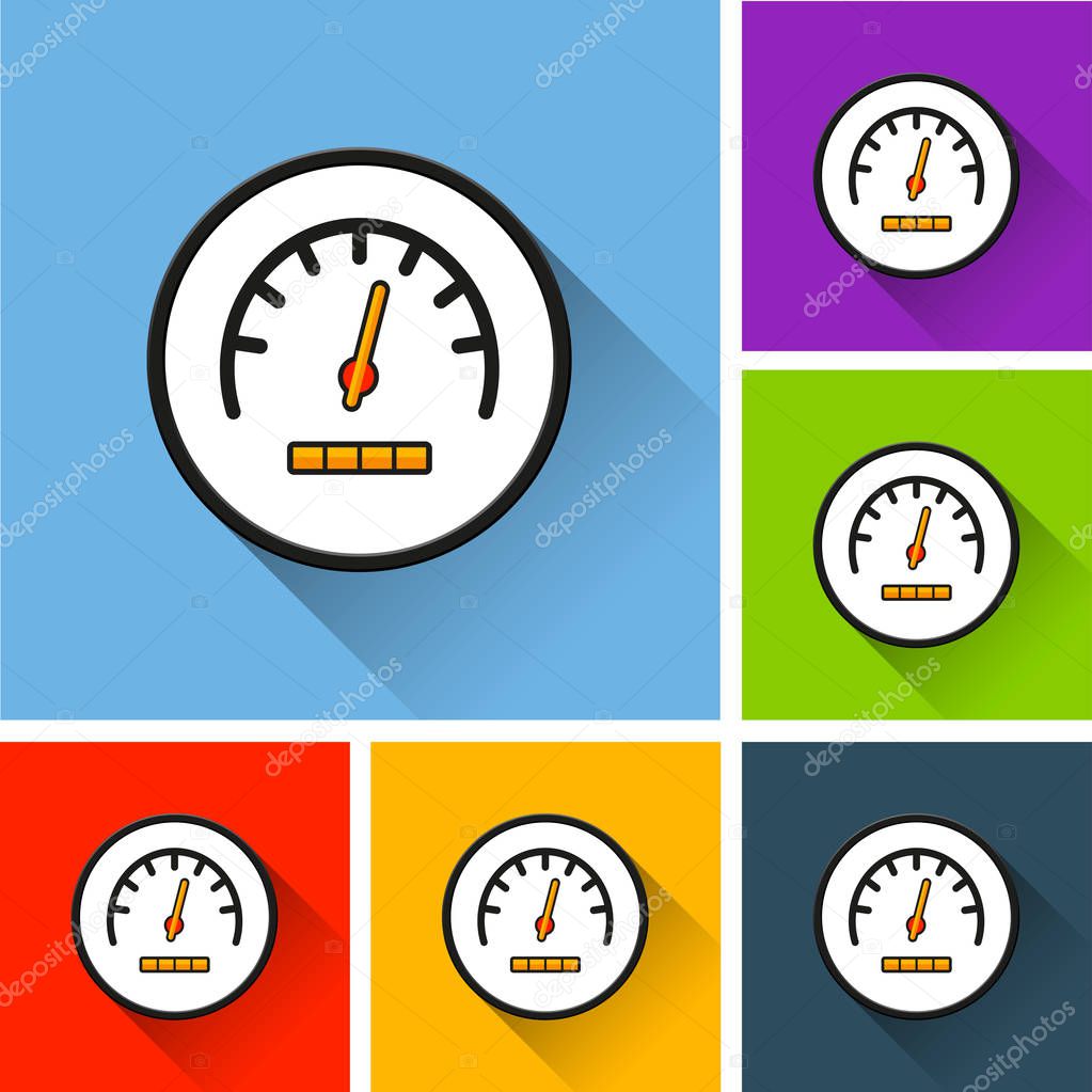 speedometer icons with long shadow