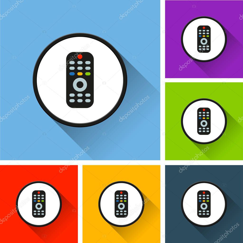 remote control icons with long shadow