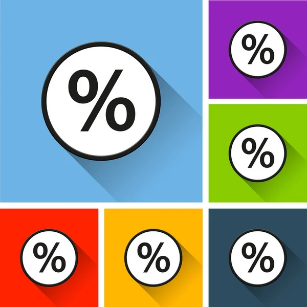 Percentage icons with long shadow — Stock Vector