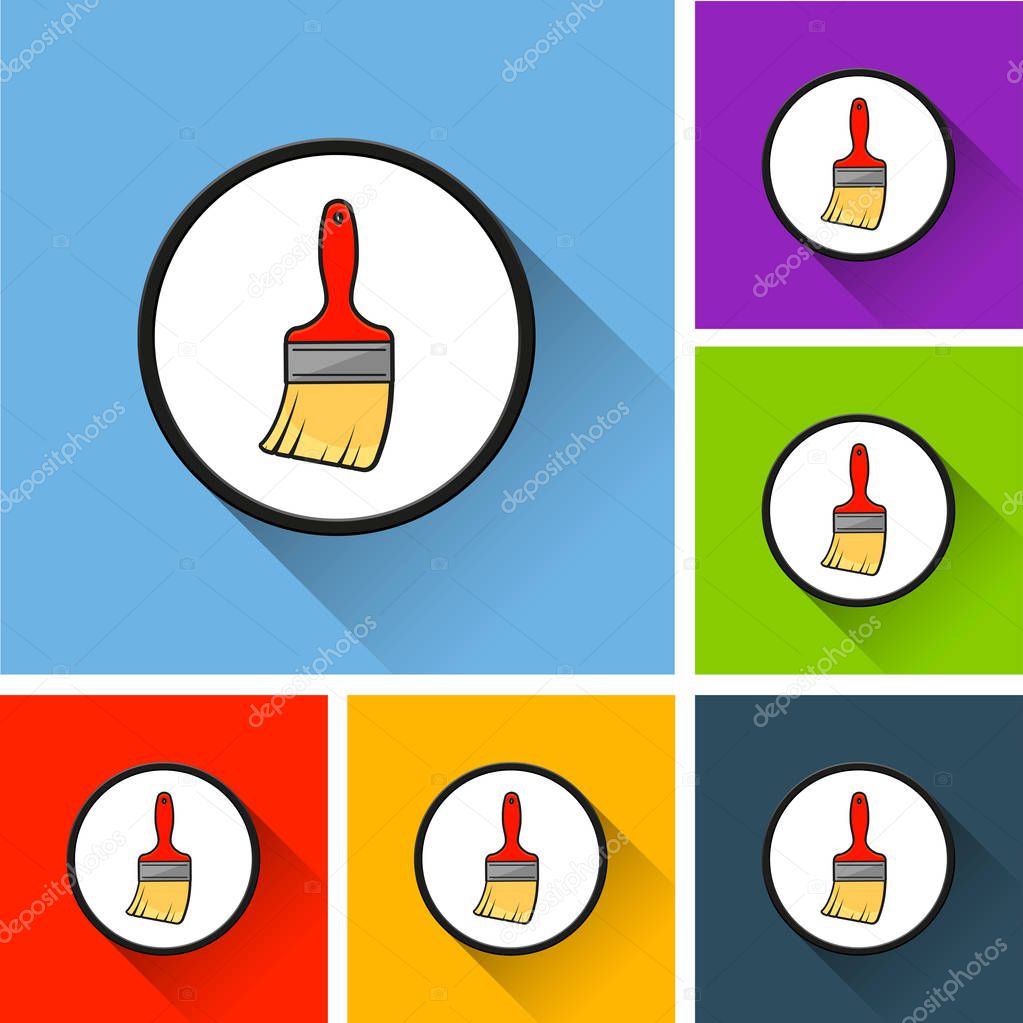 paintbrush icons with long shadow