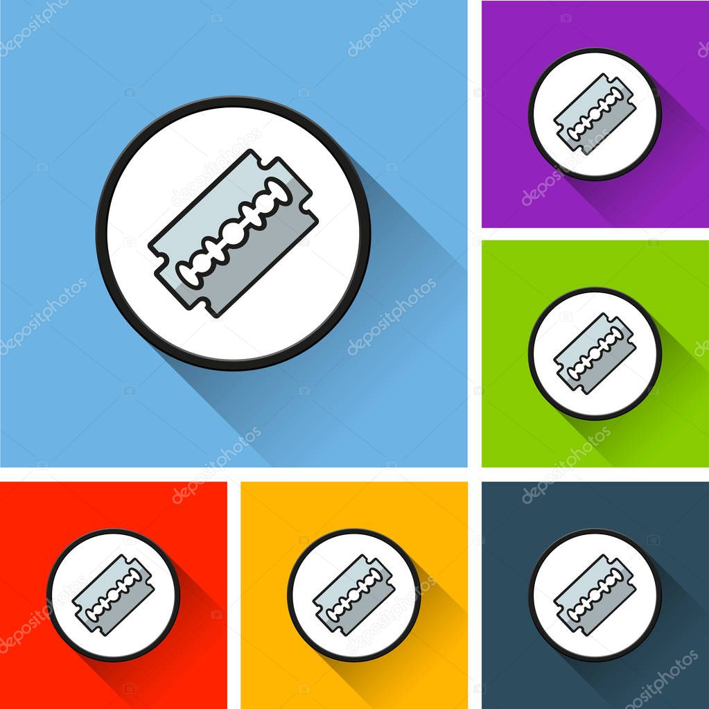 razor blade icons with long shadow