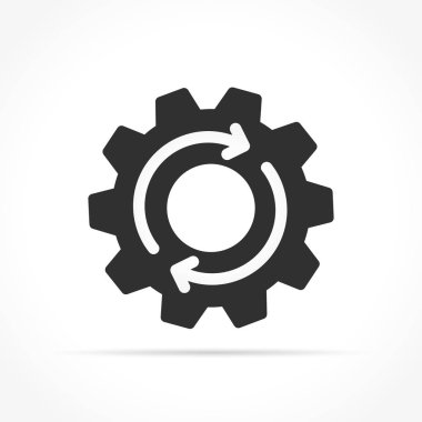 Beyaz arka plan üzerindeki ok simgesiyle dişli